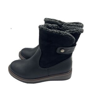 Sociology Faux-Shearling Lined Tressa Booties Black Winter Sz 6.5